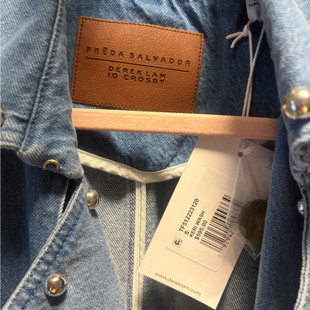 Freda Salvador Long Denim Trench NWT S Oversized Statement Coat - Picture 3 of 8